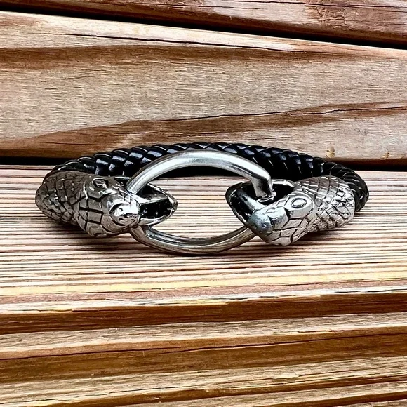 Python Braided Leather Rope Cuff! NEW! - Picture 8 of 16